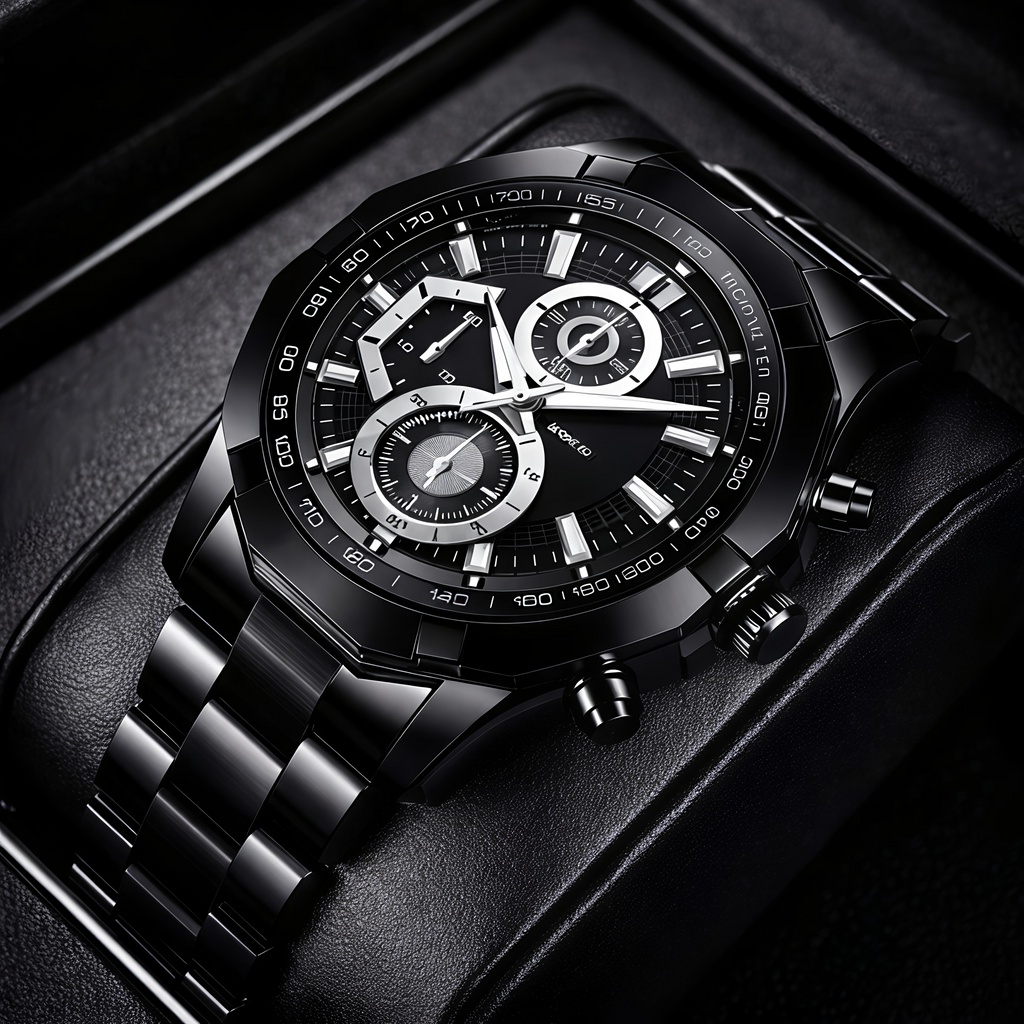 Zed Black Phantom X – Geneva Edition Luxury All-Black Chronograph Watch for Men