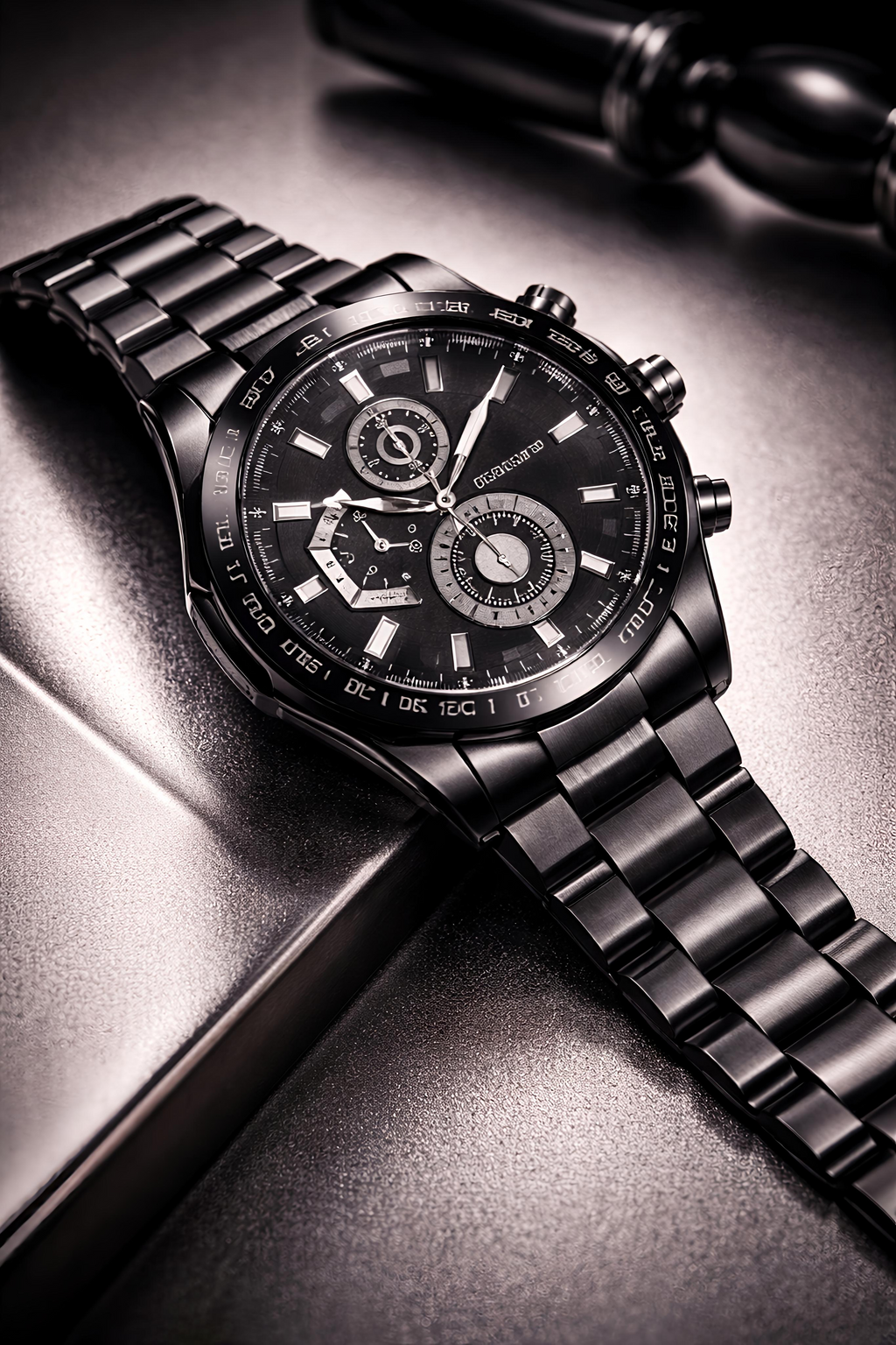 Zed Black Phantom X – Geneva Edition Luxury All-Black Chronograph Watch for Men