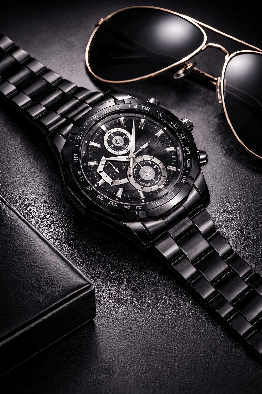 Zed Black Phantom X – Geneva Edition Luxury All-Black Chronograph Watch for Men