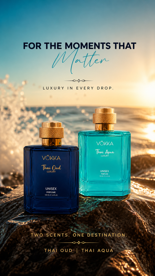 VÖKKA Thai Oud & Thai Aqua Luxury Perfume Combo – Long Lasting Unisex Fragrance (Pack of 2)