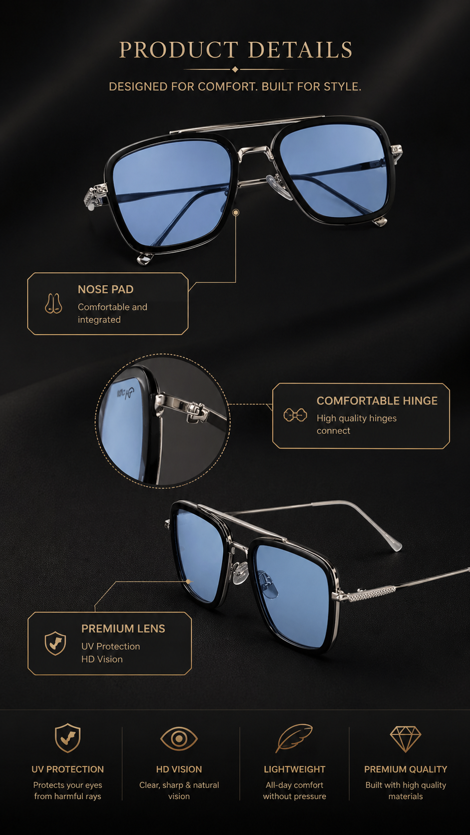 Luxury UV Protection Sunglasses – HD Vision & Premium Design